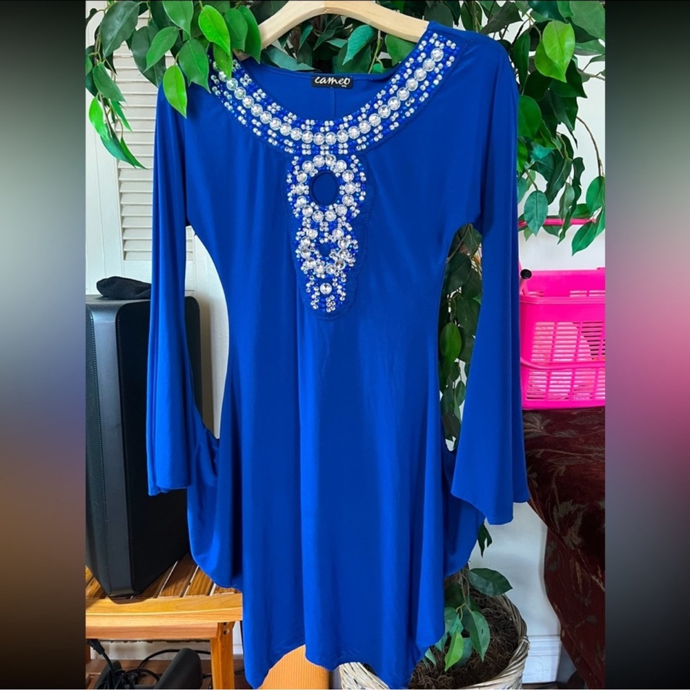 Cameo Royal Blue Beaded Dress